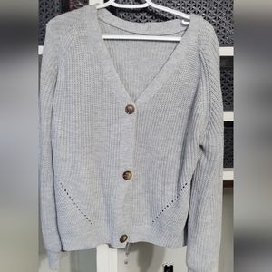 Gray slightly cropped cardigan